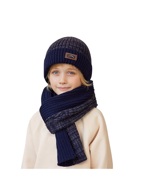Winter Kids Warm Hats Knitted Coif Hood Scarf Beanies for Autumn Winter 1-11 Years