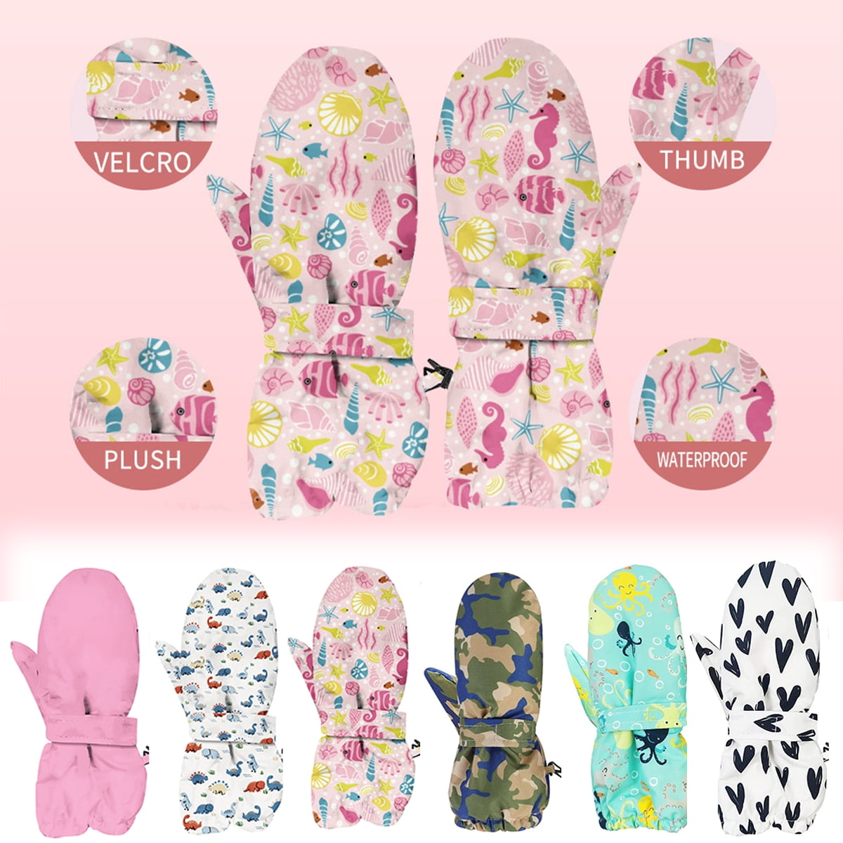 Winter Kids Waterproof Gloves for Boys Girls Snow Ski Toddler Baby