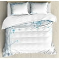 thumbnail image 1 of Winter King Size Duvet Cover Set, Hand Drawn Abstract Tree with Snowflakes for Leaves Soft Colored Image Seasonal, Decorative 3 Piece Bedding Set with 2 Pillow Shams, Blue Grey White, by Ambesonne, 1 of 3