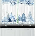 thumbnail image 1 of Winter Kitchen Curtains, Winter Scene with Deer Frozen Trees and Snow Christmas Season Pine Trees Bushes, Window Drapes 2 Panel Set for Kitchen Cafe Decor, 55" x 24", Blue White, 1 of 1