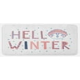 thumbnail image 1 of Winter Kitchen Mat, Hello Winter Typographic Text with Funny Face in a Hat Surrounded by Snowflakes, Plush Decorative Kitchen Mat with Non Slip Backing, 47" X 19", Multicolor, by Ambesonne, 1 of 1