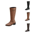 thumbnail image 1 of Winter Knee High Boots for Women, British Style Leather Long Boots with Belt Buckle and Side Zipper, Warm Non- Riding Boots for Fall & Winter, 1 of 9