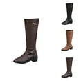 thumbnail image 1 of Winter Knee High Boots for Women, British Style Leather Long Boots with Belt Buckle and Side Zipper, Warm Non- Riding Boots for Fall & Winter, 1 of 9