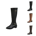 thumbnail image 1 of Winter Knee High Boots for Women, British Style Leather Long Boots with Belt Buckle and Side Zipper, Warm Non- Riding Boots for Fall & Winter, 1 of 10