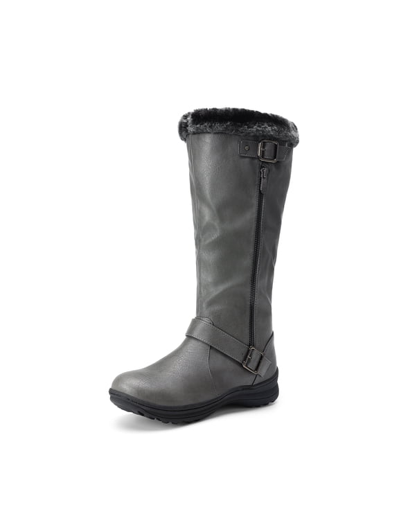 Winter Knee High Snow Boots Women Waterproof Slip Resistant Warm Zip Up Boots for Cold Weather