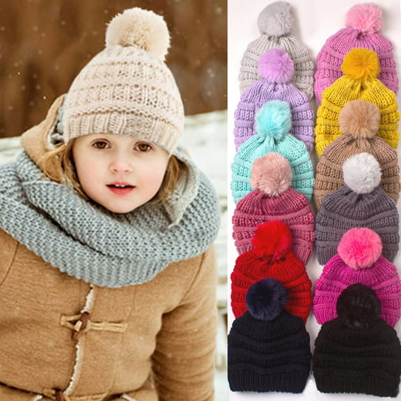 Winter Knit Baby Hat Twist Warm Beanie for Boys Girls Infant Toddler Baby Beanie with Pompom,0-36Month