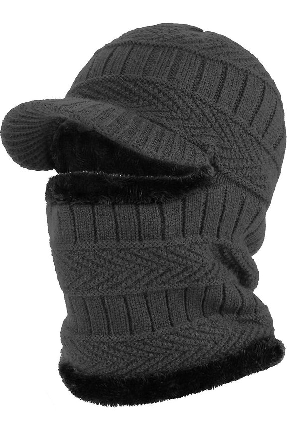 Winter Knit Balaclava Warm Hat With Flexible Neck Warmer, Unisex Windproof Warm Ski Face Mask For Outdoor Sports(grey)