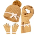 thumbnail image 1 of ZQUUVOU Winter Knit Beanie Hat Neck Warmer Scarf And Gloves Set 3 Pcs Fleece Lined Skull Cap For Men Women Yellow, 1 of 4