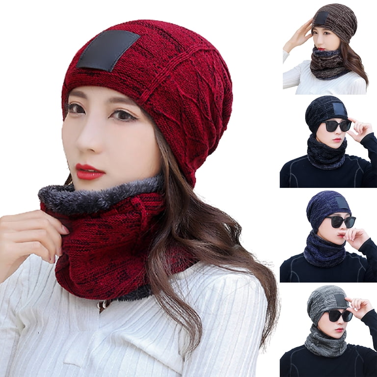 Winter Knit Beanie Hat Neck Warmer Touchscreen Gloves Set  display picture 2