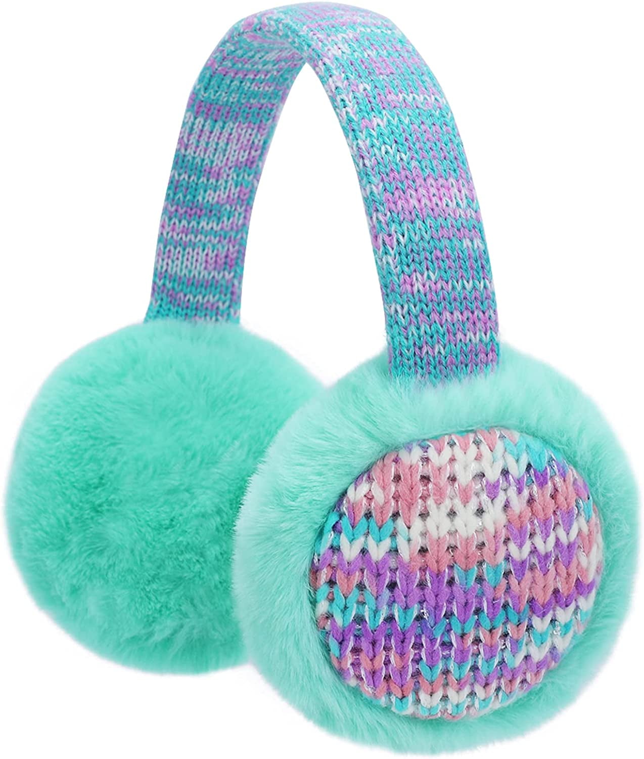 Winter Knit EarMuffs for Kids Warm Furry Girls Ear Muffs Plush Toddler