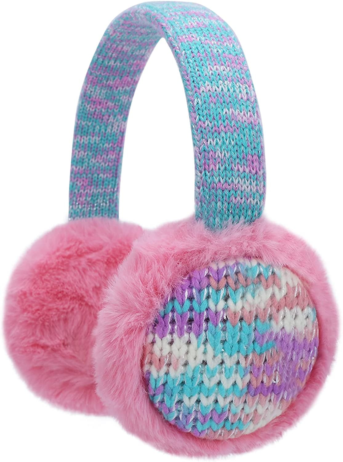 Winter Knit EarMuffs for Kids Warm Furry Girls Ear Muffs Plush Toddler