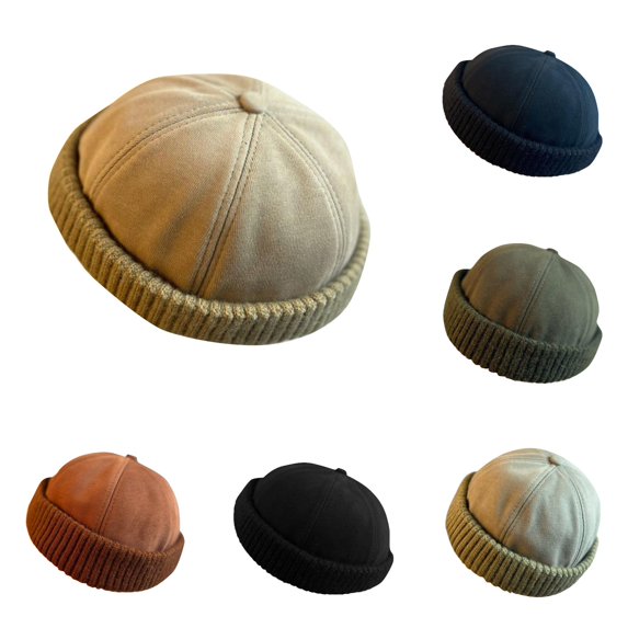 Winter Knit Fisherman Hat Brimless Adjustable Bucket Cap Warm Outdoor Headwear
