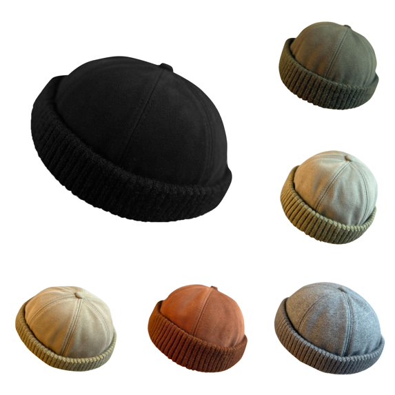 Winter Knit Fisherman Hat Brimless Adjustable Bucket Cap Warm Outdoor Headwear