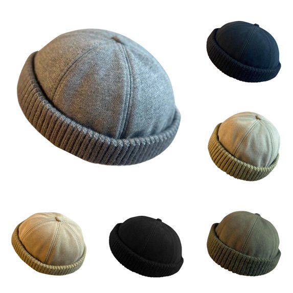 Winter Knit Fisherman Hat Brimless Adjustable Bucket Cap Warm Outdoor Headwear