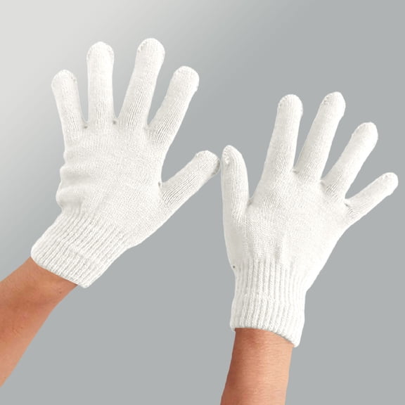 Winter Knit Gloves for Men and Women, Stretchable Full Finger Gloves, Acrylic Warm Gloves, 15 Color Options, One Size Fits Most, Outdoor Sports Gloves, Cold Weather Gloves - White