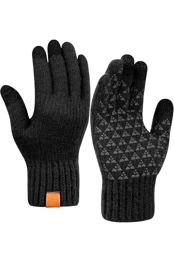 Winter Knit Gloves Warm Full Fingers Men Women with Upgraded Touch Screen - Anti-Slip Glove Fleece Lined