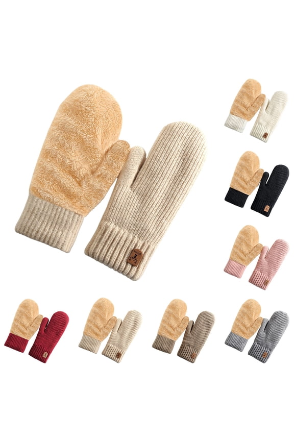 Winter Knit Gloves for Women Full Finger Fleece Lined Upgraded Warm Design