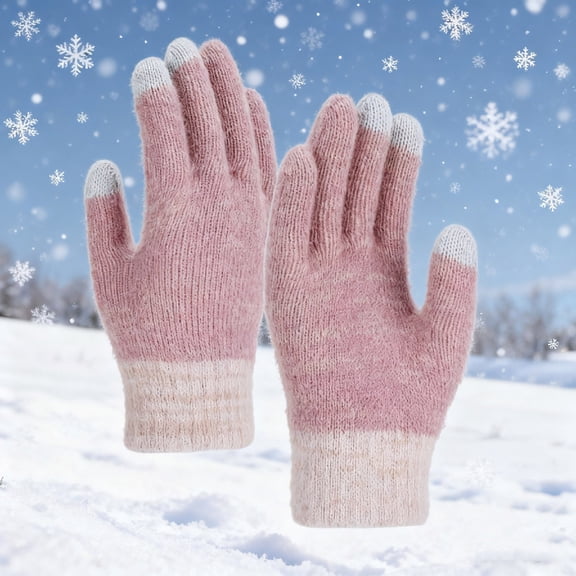 Winter Knit Gloves for Women Men, Warm Mittens for Cold Weather Daily Use Touch Screen Gloves Golf Gloves Men One Size