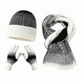 thumbnail image 1 of Winter Knit Hat Scarf Gloves 3-Piece Set for Men Women, Thermal Fleece Lined Beanie with Color Block Brim, Warm Matching Accessories for Cold Weather, Unisex Thermal Set for Outdoor Activities White, 1 of 2