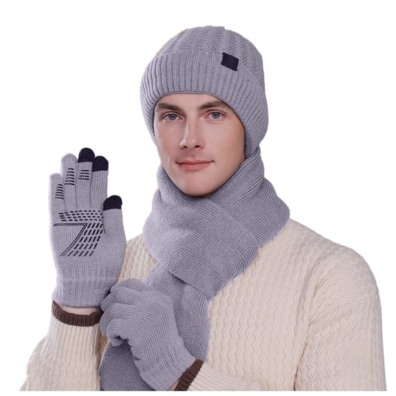 Winter Knit Hat Scarf Gloves Set - Soft Warm Beanie Neck Warmer Mittens Combo, Windproof Stocking Stuffers, For Outdoor Motorcycle Riding Biking Christmas Gifts for Teens