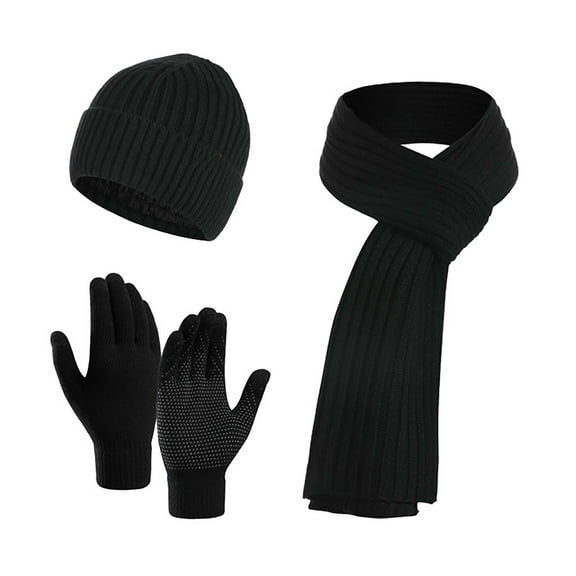 Winter Knit Hat, Scarf & Gloves Set for Men & Women | Warm Acrylic Wool 3-Piece Accessories | Touchscreen Gloves, Fleece-Lined Beanie, 70.9" Scarf