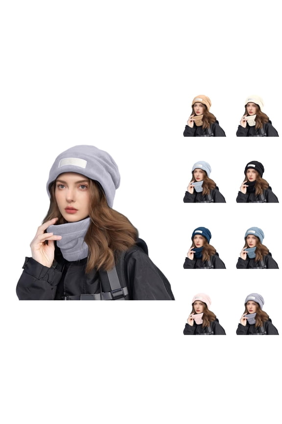 Winter Knit Hat Scarf Set Soft Warm Thick Cozy Cable Knit 2PCS Outdoor Cold Weather Gear for Snow Travel Hiking Daily Wear Comfortable Fashion Style Accessories – Stocking Stuffers Ski