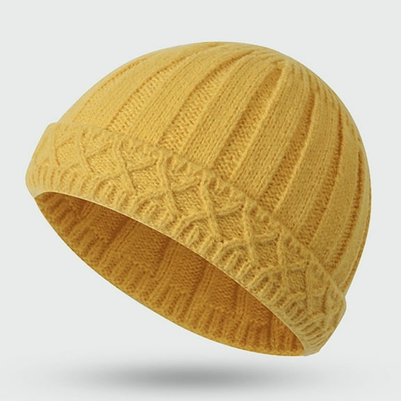 Winter Knit Hat With Foldable Brim Thickened Cap For Outdoor Activities Thermal Ear