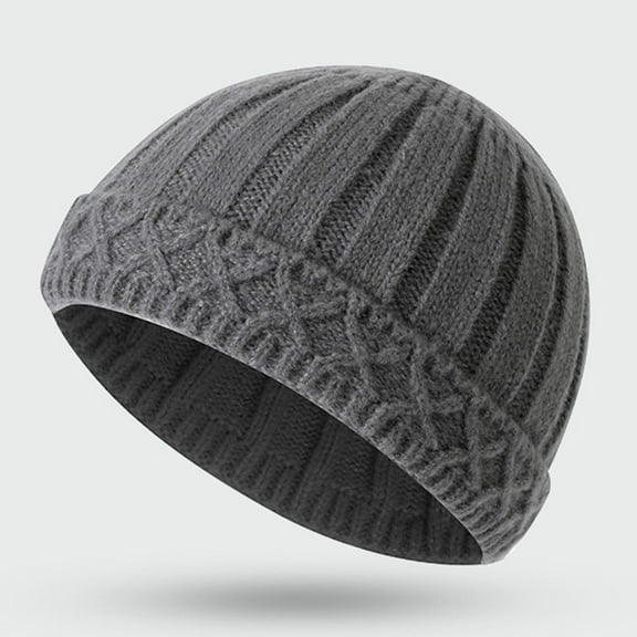 Winter Knit Hat With Foldable Brim Thickened Cap For Outdoor Activities Thermal Ear