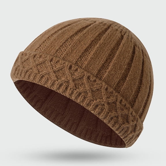 Winter Knit Hat With Foldable Brim Thickened Cap for Outdoor Activities Thermal Ear for Cold Weather