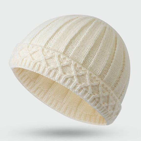 Winter Knit Hat With Foldable Brim Thickened Cap for Outdoor Activities Thermal Ear for Cold Weather