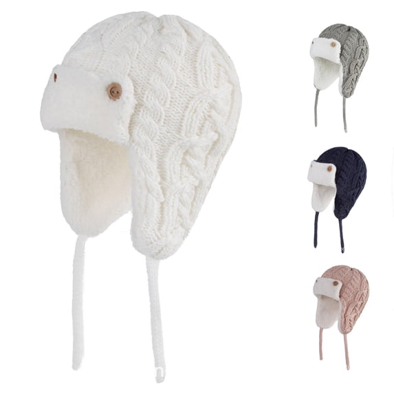 Winter Knit Hat for Babies And Kids with Thick Warm Ear Cap Soft Yarn for Cold Weather Mad Happy Hat