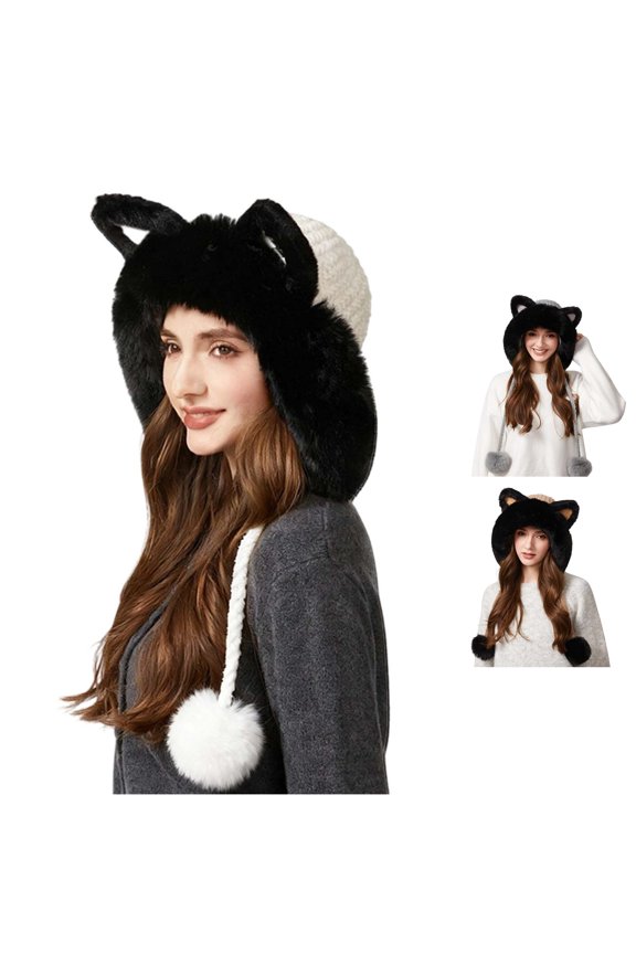 Winter Knit Hat with Cat Ears Cozy Lined Ear Trapper Hat for Outdoor Cold Weather Thermal Cap That's My Hat M