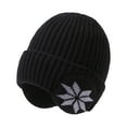 thumbnail image 1 of Winter Knit Hat with Earflaps - Warm Unisex Beanie for Men Women & Kids, Acrylic Wool Blend Cold Weather Cap, 1 of 5