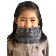 Winter Knit Neck Warmer Tube Scarf Furry Inside for Kids Preschoolers to 12 Year Old Heather Gray