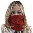 thumbnail image 1 of Winter Knit Neck Warmer Tube Scarf Furry Inside for Men & Women (Dark Red Solid), 1 of 5