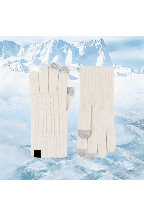Winter Knit Pattern For Thermal Touchscreen Mittens Ideal For Outdoor Winter Activities And Everyday Use, Beige