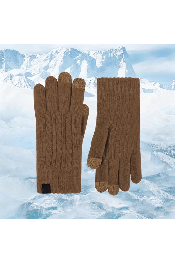Winter Knit Pattern For Thermal Touchscreen Mittens Ideal For Outdoor Winter Activities And Everyday Use, Brown