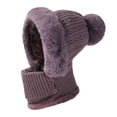 thumbnail image 1 of Winter Knit Scarf Set Thick Fleece Lined Cap Ear Ski Hat Faux Pom for Winter, 1 of 4