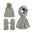 thumbnail image 1 of Winter Knit Set for Women Men Soft Warm Beanie Hat Scarf Gloves Matching Set for Cold Weather Outdoor Daily Wear Scarf a Hat Gloves, 1 of 3