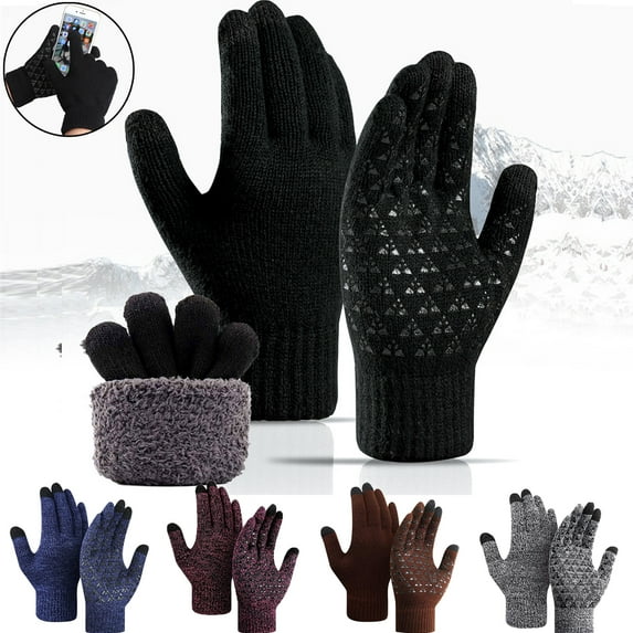 Winter Knit Touchscreen Gloves Warm Knit Gloves Anti-slip Stretchy Gloves for Men and Women