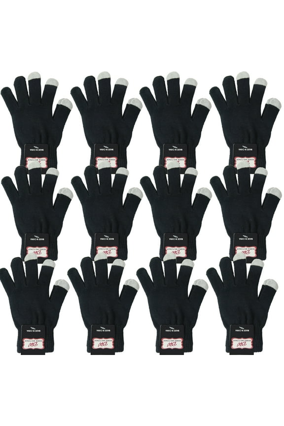 Winter Knit Touchscreen Magic Gloves For Mens Womens 12 Pairs Black By Debra Weitzner