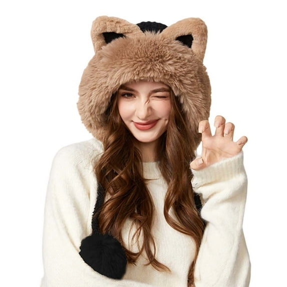 Winter Knit Trapper Hat Cozy Lined Thermal Cap With Cat Ears For Outdoor Cold Weather Activities Womens Knit Beanie Hat Fleece Lined Winter