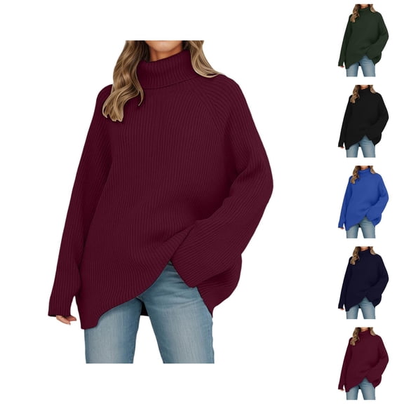 Winter Knit Turtleneck Sweater for Women Soft Warm Oversized Pullover Top Comfortable Casual Fashion Clothing for Cold Weather