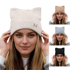 Winter Knit with Cat Ear Design Soft Blend Thermal Ear Hat for Cold Weather Outdoor Activities Mad Hat Men Rabbit One Size