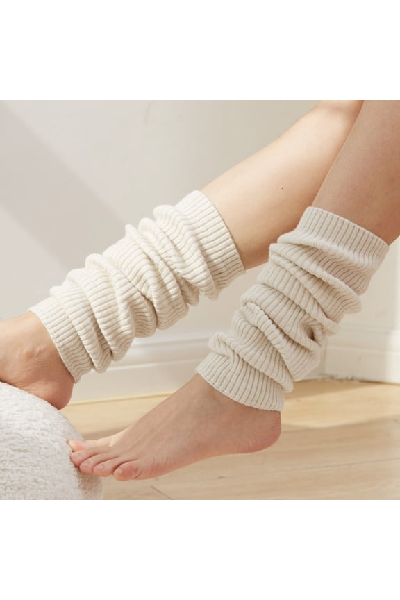 Winter Knitted Anklets for Women Solid Warm Leggings Keep Comfortable, Beige