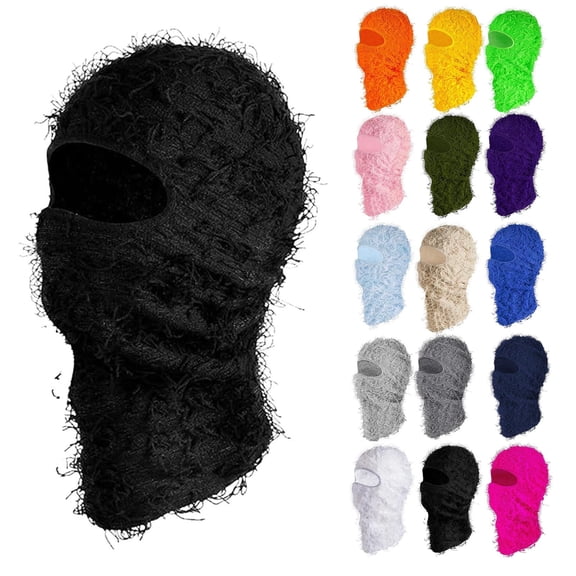 ZQUUVOU Winter Knitted Balaclava Beanie Hat Fuzzy Warm Cycling Ski Mask Black