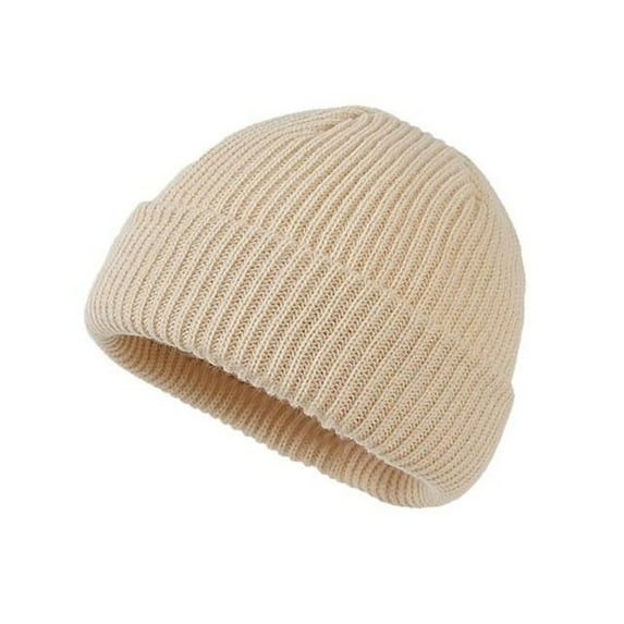 Winter Knitted Beanie Hat Casual Flanging Stretch Soft Warm Solid Color Autumn Winter Outdoor Skiing Cycling Women Men Unisex Skull Cap -Khaki,One Size
