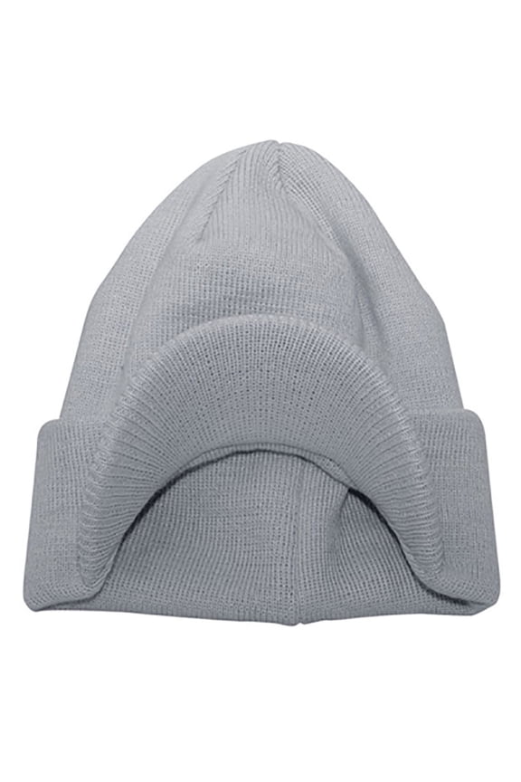 Winter Knitted Beanie w/ Bill- Grey