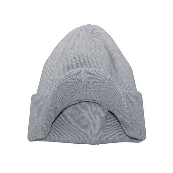 Winter Knitted Beanie w/ Bill- Grey