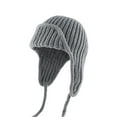 thumbnail image 1 of Winter Knitted Beanie with Double Braid Hats for Women Wool Ear Flaps Cold Weather Ski Daily Warm Cap Hat Gray One Size, 1 of 3